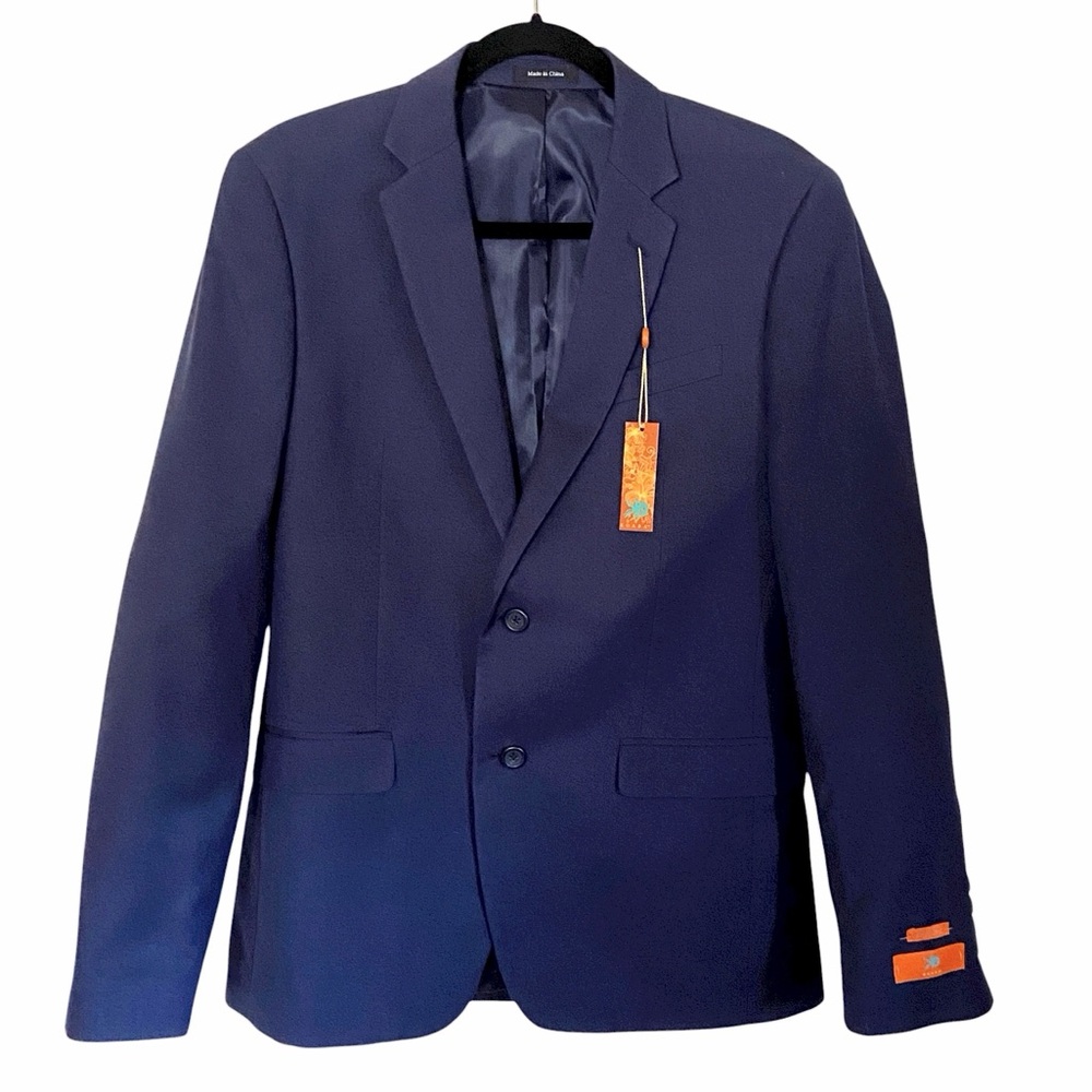 NWT Egara Navy Blue Two-Button Suit 40R / 34W – Classic Fit, Unhemmed Pants